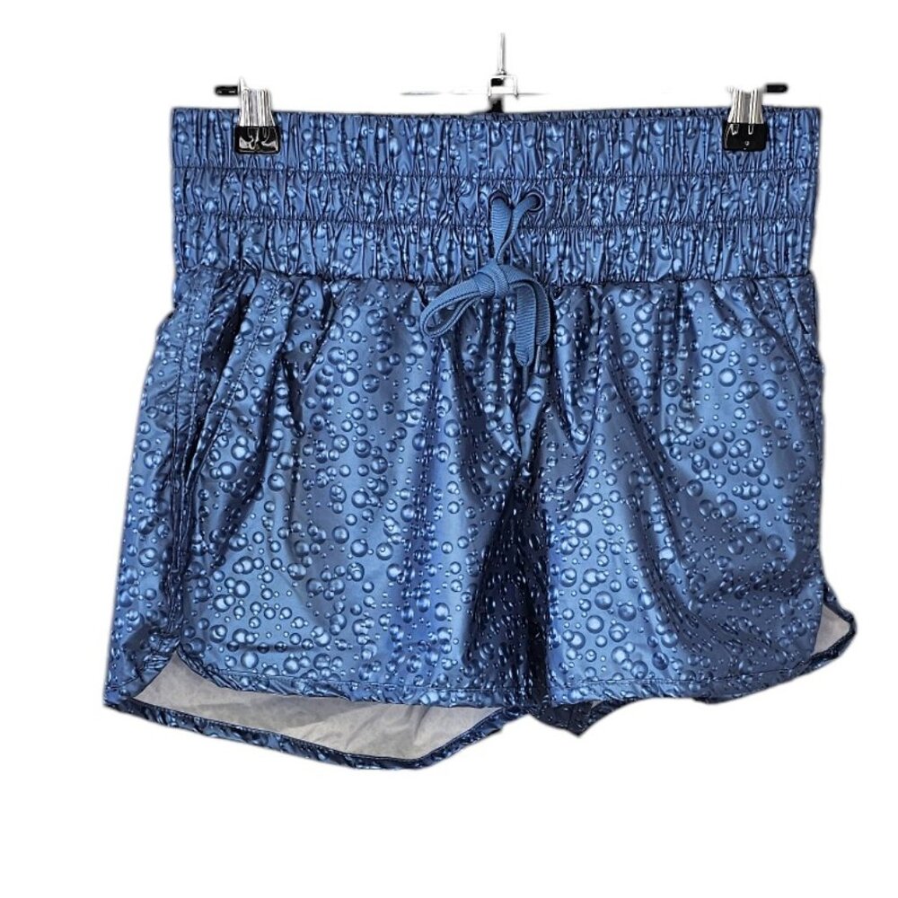 ZYIA Bomber Bubble High Rise Tie Waist Athletic Shorts Blue, Lined, Size Small